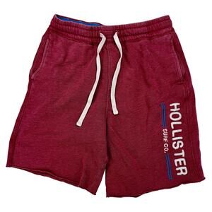 Hollister Surf Co Sweat Lounge Shorts Small Red with Blue Accent